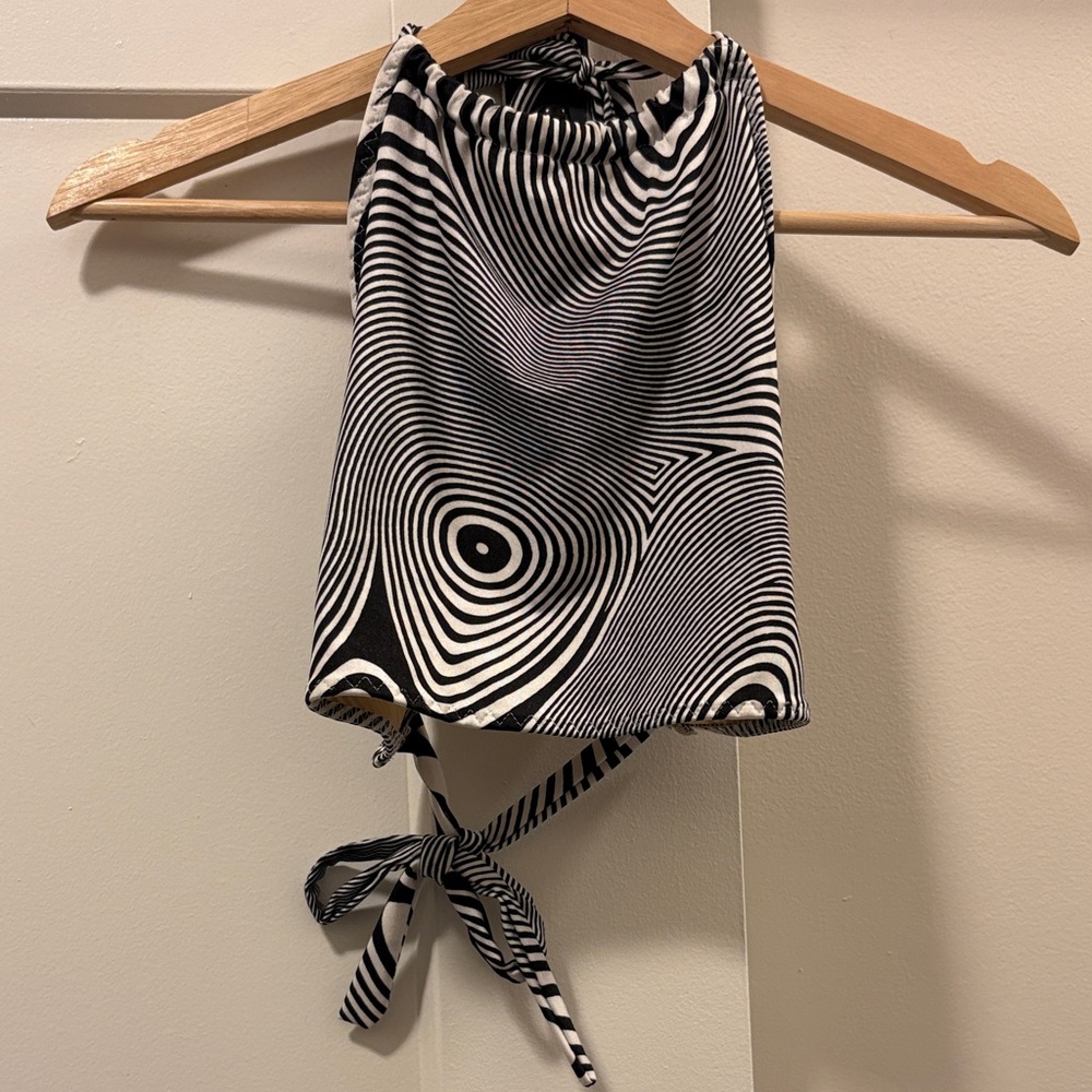 Black and White Geometric Halter Top